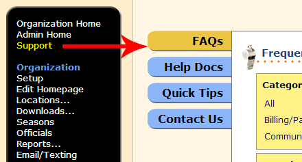FAQ in Menu