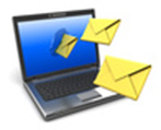 Laptop emitting email